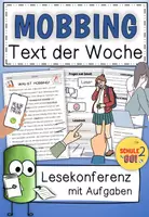 Vorschau - Arbeitsblätter - Text der Woche - MOBBING / Lesetext / Lesekonferenz - Deckblatt