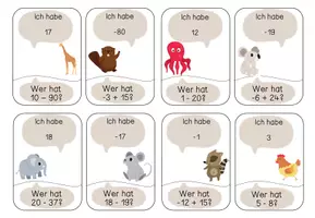 Vorschau - Spiele - Rationale Zahlen addieren und subtrahieren - Ich habe, wer hat? Niveau 1 - Seite 3