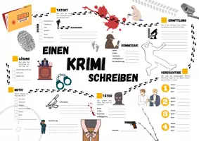 Vorschau - Arbeitsblätter - Kriminalliteratur: Poster Krimi schreiben; Lernkarte - Seite 1