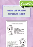 Vorschau - Arbeitsblätter - FREEBIE: Lese Mal Blatt für 1. Klasse und DAZ DAF - Deckblatt
