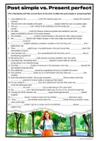 Vista previa - Hojas de trabajo - Past simple vs. Present perfect Worksheet - Portada