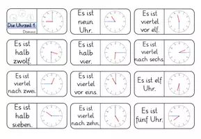 Vorschau - Spiele - Domino zum Thema "Die Uhrzeit"- volle, halbe und Viertelstunden (DaZ/ DaF) - Seite 1