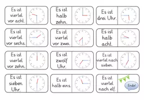 Vorschau - Spiele - Domino zum Thema "Die Uhrzeit"- volle, halbe und Viertelstunden (DaZ/ DaF) - Seite 2
