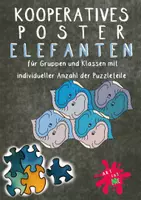 Vorschau - Mal- und Bastelvorlagen - Kooperatives Poster ELEFANTEN - für Gruppen und Klassen mit individueller Anzahl der Puzzleteile / Parkettierung - Deckblatt