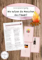 Vorschau - Arbeitsblätter - Lesespaziergang: Wie nutzen die Menschen das Feuer? - Deckblatt