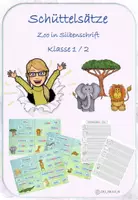 Vorschau - Arbeitsblätter - Schüttelsätze Zoo in Silbenschrift/Druckschrift - Deckblatt