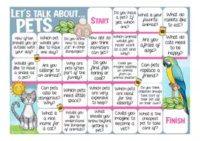 anteprima - Esercizi - pets English speaking game gioco inglese animals - Pagina 1