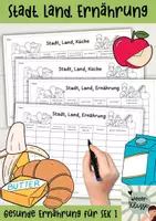 Vorschau - Spiele - Spiel Gesunde Ernährung, Haushalt: Stadt, Land, Küche: Wortschatzübung - Deckblatt