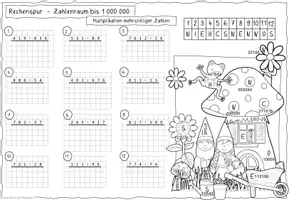 Vorschau - Arbeitsblätter - Rechenspur - schriftliche Multiplikation mit mehrstelligen Zahlen - Seite 3
