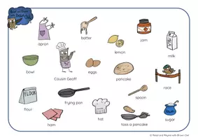 anteprima - Esercizi - Brown Owl and the Pancake Mix - PICTURE DICTIONARY WORDMATS - Pagina 1