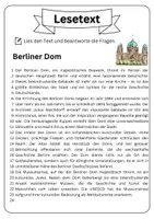 Vorschau - Arbeitsblätter - Leseverständnis - Berliner Dom + Lösungen - Seite 1