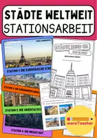 Vorschau - Stationenlernen - Aufbau Städte weltweit Stationenarbeit - Deckblatt