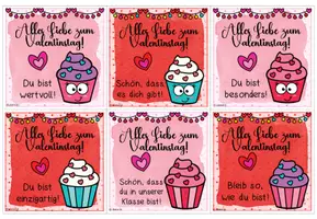 Vorschau - Bildkarten - Grußkarten zum Valentinstag (Cupcake-Design) - Seite 1
