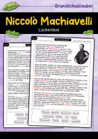 Vorschau - Arbeitsblätter - Niccolò Machiavelli Lückentext - Berühmte Persönlichkeiten - Deckblatt