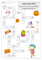 Vorschau - Arbeitsblätter - Rechenrätsel Halloween, ZR100, Addition, Subtraktion - Seite 3