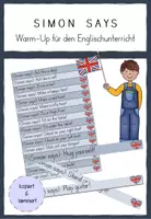 Vorschau - Aufgabenkarten - Simon Says - Warm-Up für den Englischunterricht - Deckblatt