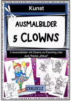 Vorschau - Mal- und Bastelvorlagen - Ausmalbilder 5 Clowns zu Fasching oder zum Thema Zirkus - Malvorlagen - Deckblatt