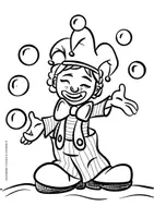 Vorschau - Mal- und Bastelvorlagen - Ausmalbilder 5 Clowns zu Fasching oder zum Thema Zirkus - Malvorlagen - Seite 2