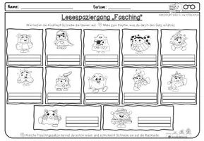 Vorschau - Arbeitsblätter - Lese- & Schreibspaziergang "Fasching" mit den Knuffies - Seite 1