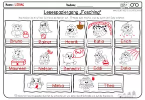 Vorschau - Arbeitsblätter - Lese- & Schreibspaziergang "Fasching" mit den Knuffies - Seite 3