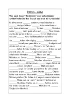 Vorschau - Arbeitsblätter - bestimmte und unbestimmte Artikel - Übung/ Lückentext - Seite 1