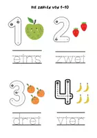 Vorschau - Arbeitsblätter - FREEBIE Zahlen schreiben: 1-10 Ziffern und Zahlwort (1.Kl) - Seite 2