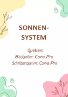 Vorschau - Arbeitsblätter - Sonnensystem: Planeten, Jupiter, Mond, Gase (PDF + Word) - Deckblatt