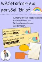 Vorschau - Aufgabenkarten - Wächterkarten zur Textsorte " persönlicher Brief" - Deckblatt