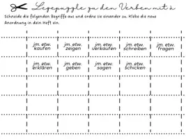 Vorschau - Mal- und Bastelvorlagen - Legepuzzle Objektpronomen lui und leur (Verben mit indirektem Anschluss) - Seite 1