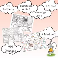Vorschau - Arbeitsblätter - Falthefte Klasse 1, Klasse 2 Buchstaben, schwierige Laute, zur Buchstabeneinführung und Rechtschreibung - Deckblatt
