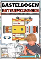 Vorschau - Mal- und Bastelvorlagen - Bastelbogen Rettungswagen - Achtung, Notfall! DaZ / Sachunterricht - Deckblatt