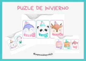 Vista previa - Refuerzo / NEE / Materiales de apoyo - Puzle invierno de animales - página 2