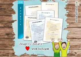 Vorschau - Mal- und Bastelvorlagen - Herzenszeugnis - Zusatz zum Zeugnis - Deckblatt