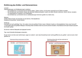 Vorschau - Fördermaterial/Inklusion - Einführung des Größer-und Kleinerzeichens - Seite 1