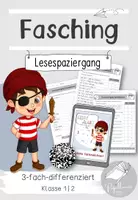 Vorschau - Spiele - Lesespaziergang "Fasching" | Klasse 1/2 - Deckblatt