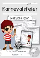 Vorschau - Arbeitsblätter - Lesespaziergang Karnevalsfeier Klasse 1 | 2 Karneval - Deckblatt