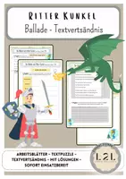 Vorschau - Arbeitsblätter - Ballade - Textverständnis, Textpuzzle, ... (Ritter Kunkel, Heinz Erhardt) - Deckblatt