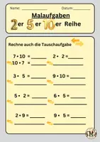 Vorschau - Arbeitsblätter - Malaufgaben mit Tauschaufgabe 2er, 5er und 10erReihe - Deckblatt