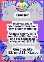 Vorschau - Klassenarbeiten - Klausur Geschichte | Versailler Vertrag und Kriegsschuld - Deckblatt