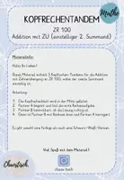 Vorschau - Aufgabenkarten - Kopfrechentandem im ZR 100 - Addition mit ZÜ (leicht) - Seite 1