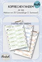 Vorschau - Stationenlernen - Kopfrechentandem im ZR 100 - Addition mit ZÜ (schwer) - Deckblatt