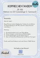 Vorschau - Stationenlernen - Kopfrechentandem im ZR 100 - Addition mit ZÜ (schwer) - Seite 1