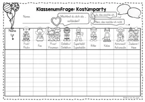 Vorschau - Arbeitsblätter - Klassenumfrage: Kostümparty - Fasching/Karneval (DaF/DaZ) - Seite 1