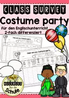 Vorschau - Arbeitsblätter - Costume Party - Class Survey Englisch Grundschule (Klasse 3–4) – Interview & Speaking Activity für Wortschatztraining Fasching | Arbeitsblätter - Deckblatt