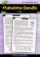 Vorschau - Arbeitsblätter - Mahatma Gandhi - Cloze with solution - Famous personalities (English) - Deckblatt