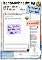 Vorschau - Arbeitsblätter - Arbeitsblatt Rechtschreibung "Friedenszeichen" (10 Fehler finden) #10 - Deckblatt