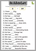Vorschau - Arbeitsblätter - A or an: Indefinite Article Worksheet 📘 - Deckblatt
