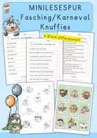 Vorschau - Arbeitsblätter - Minilesespur Fasching, Karneval, Knuffies - Deckblatt