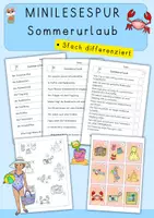 Vorschau - Arbeitsblätter - Minilesespur Sommerurlaub, Lesespurgeschichte - Deckblatt