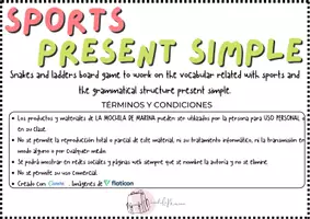 Vista previa - Juegos / Gamificación - SPORTS+PRESENT SIMPLE-SNAKES AND LADDERS - Portada